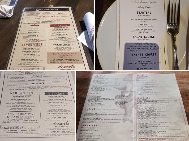 Culinary Dropout Menu