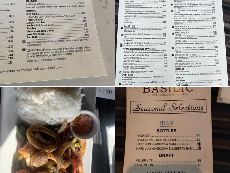 Basilic Vietnamese kitchen Menu
