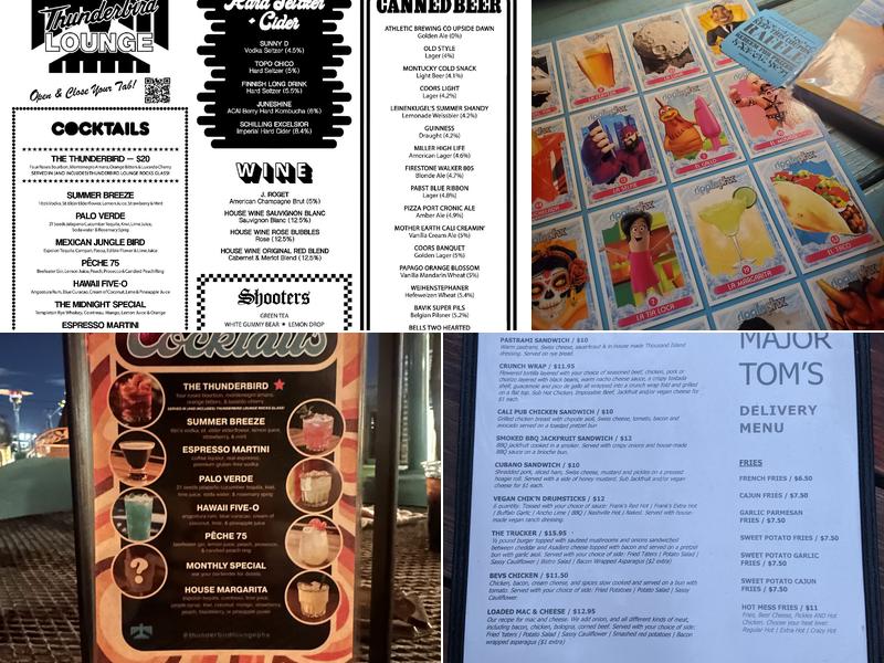 Thunderbird Lounge Menu