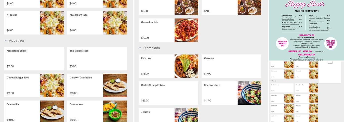 Cantina Taco & Tequila Bar Menu
