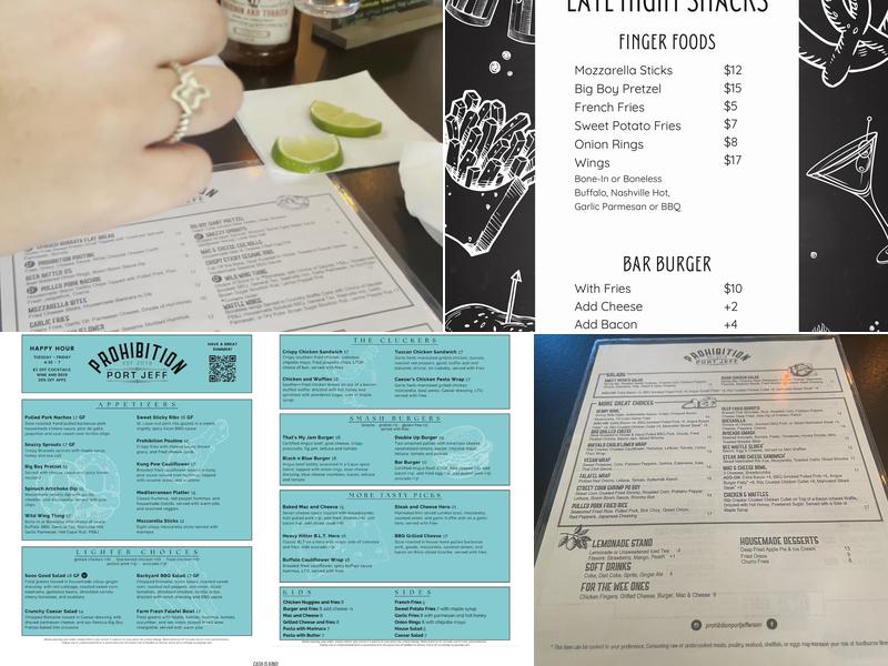 Prohibition Port Jefferson Menu
