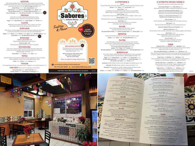 Sabores Authentic Mexican Menu