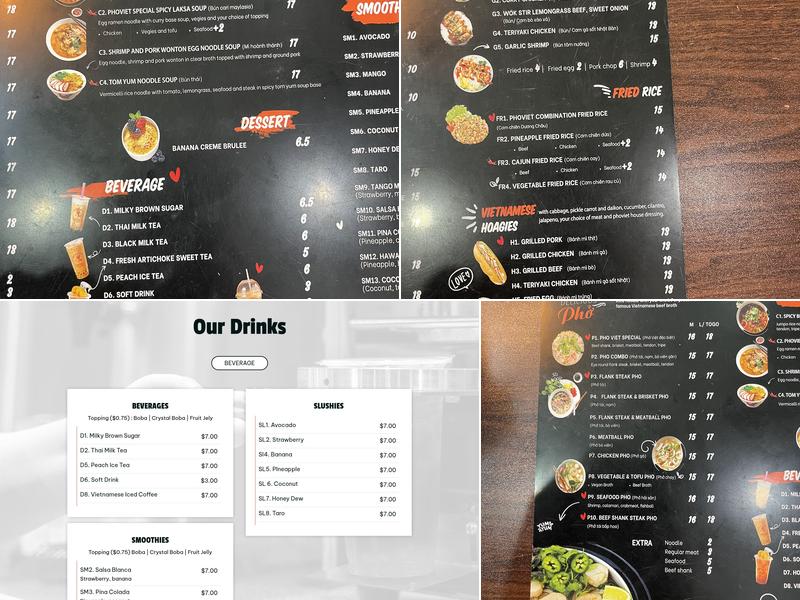 Pho Viet Menu