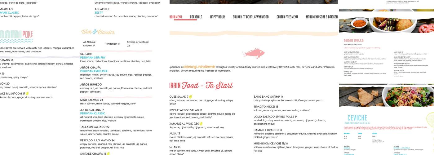 SuViche – Sushi and Ceviche Menu