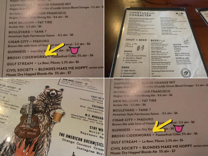 Chops + Hops | Axe Throwing Lodge Menu