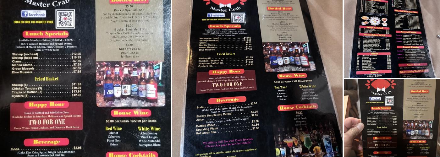 Master Crab Menu