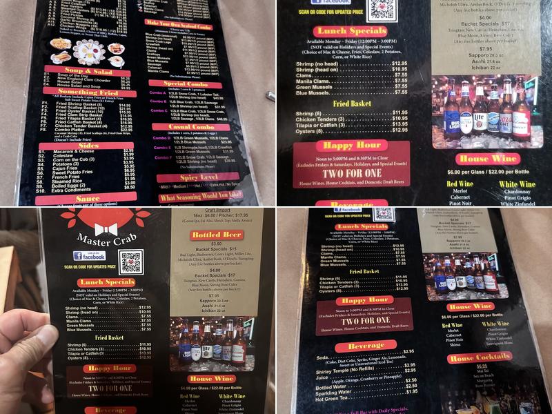 Master Crab Menu