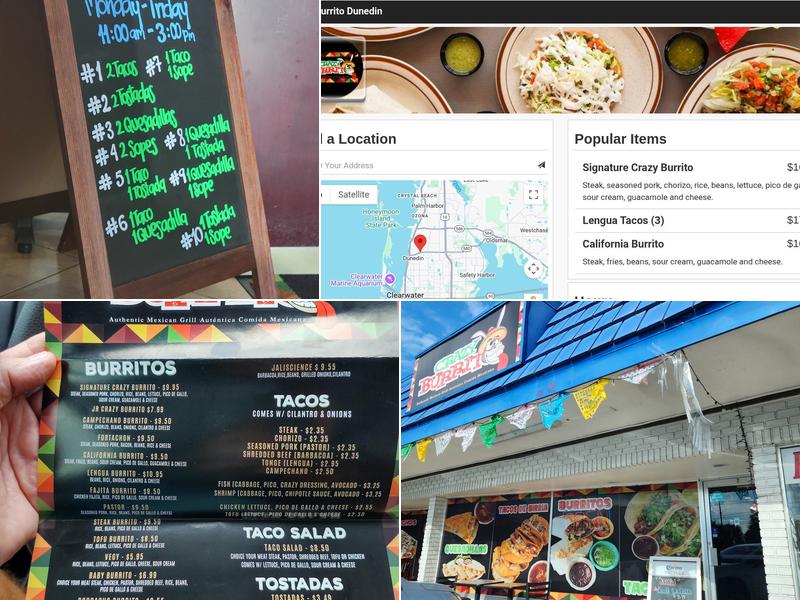 Crazy Burrito authentic Mexican grill dunedin Menu