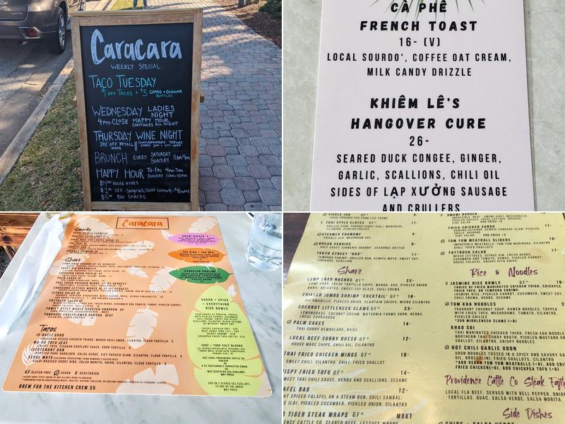 Caracara Restaurant and Bar Menu