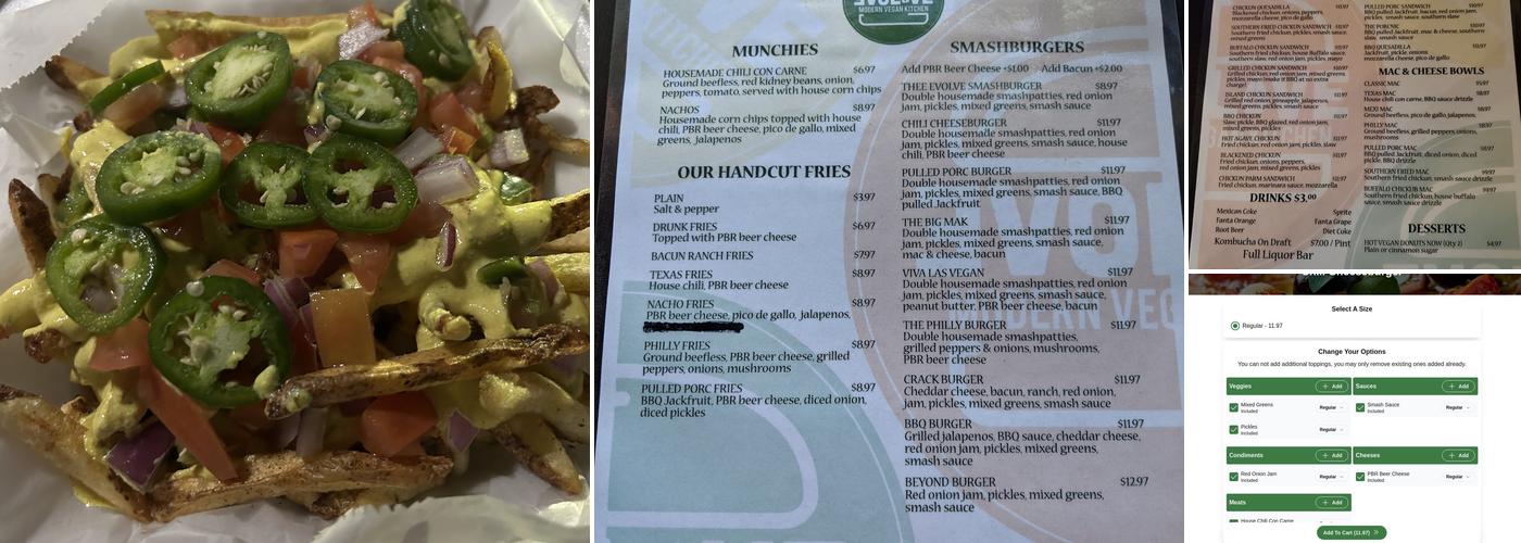 Evolve Modern Vegan Kitchen Menu