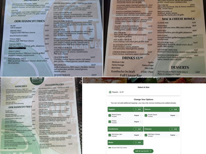 Evolve Modern Vegan Kitchen Menu