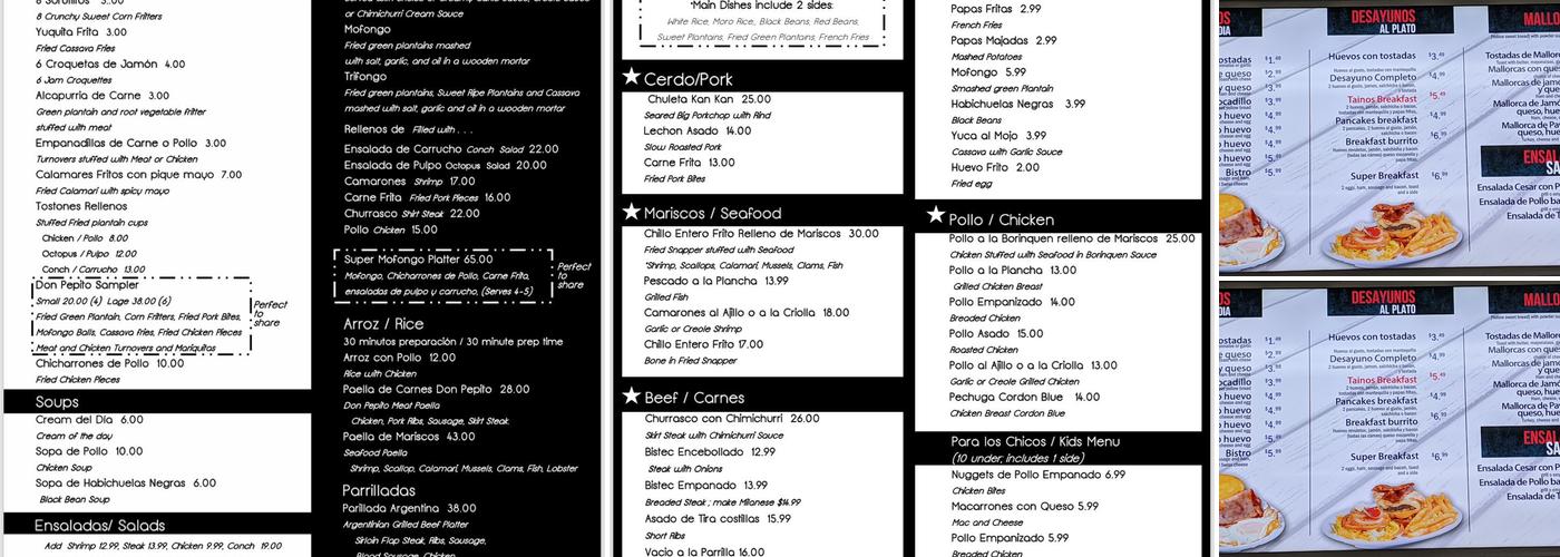Don Pepito Tropical Eatery Menu