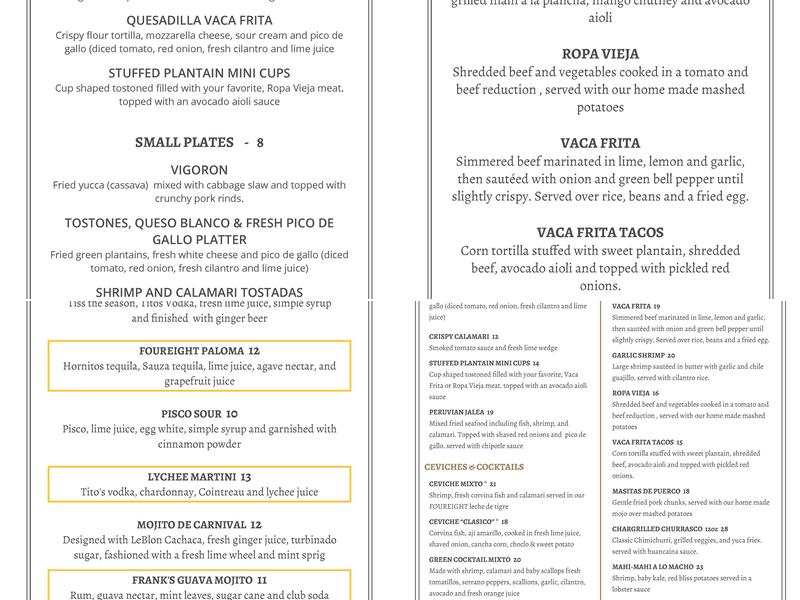 Four Eight Restaurant & Lounge Menu