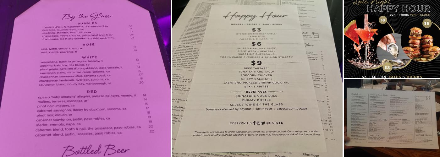 STK Steakhouse Menu