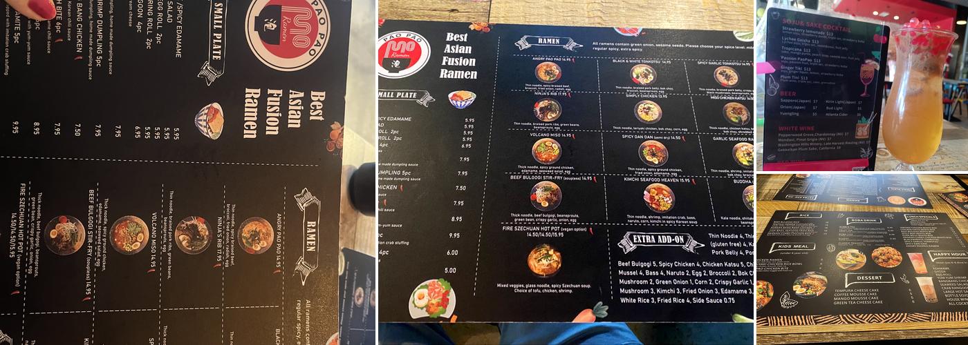 PaoPao Ramen Factory & BoBa Menu