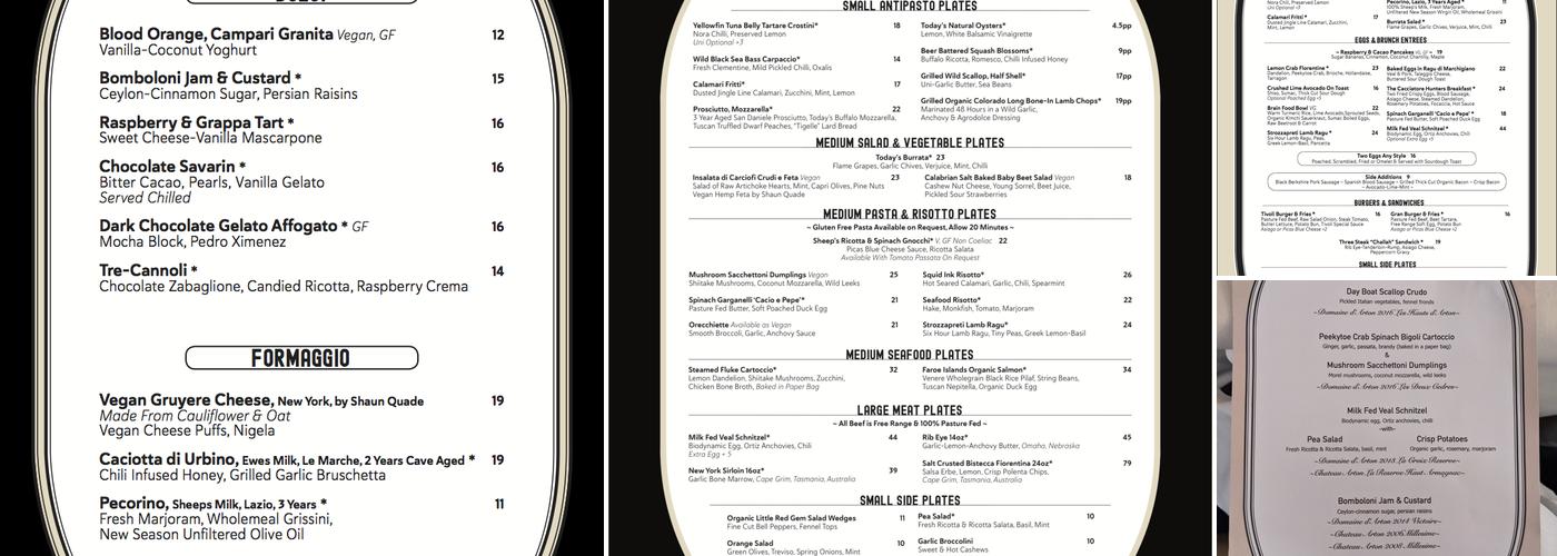 Gran Tivoli Restaurant Menu