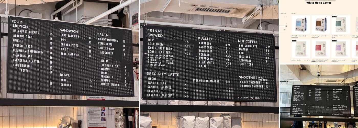 WHITE NOISE COFFEE CO. Menu