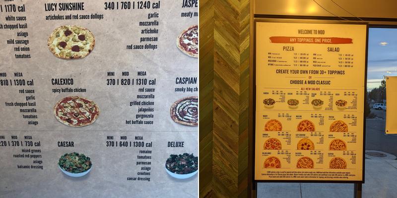 MOD Pizza Menu