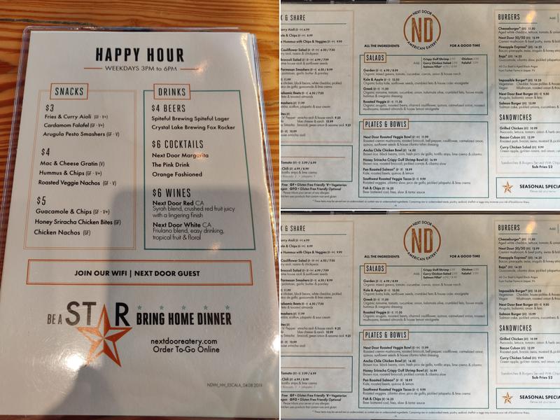 Next Door American Eatery Menu