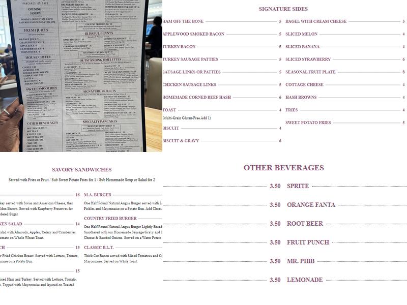 Honey Berry Pancakes and Cafe Menu