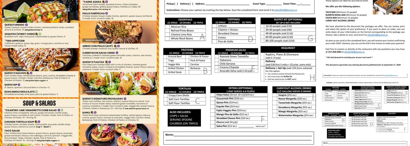 Queso's Noblesville Menu