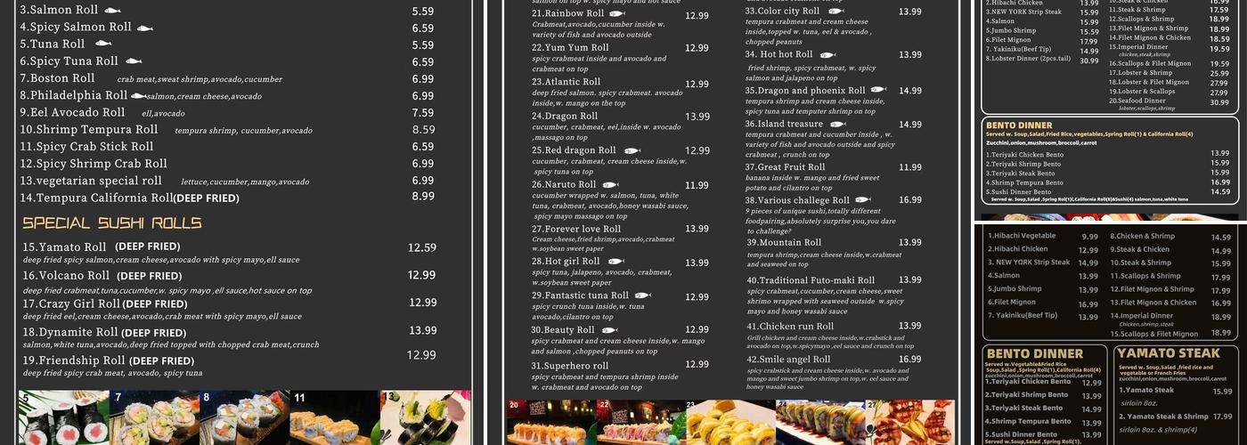 Yamato Japanese Steak House Menu