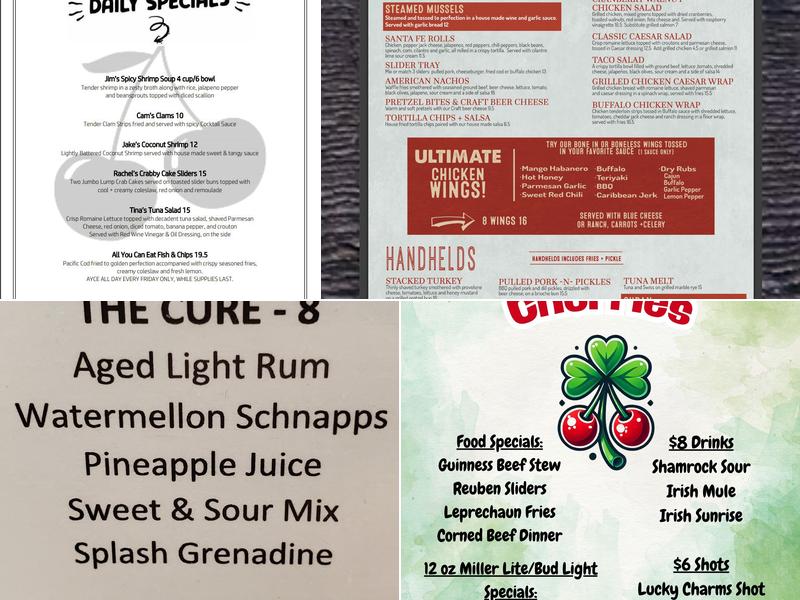 Maraschinos Pub Menu