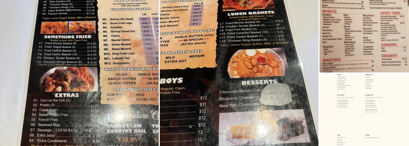 Pier 88 Boiling Seafood & Bar Independence Menu