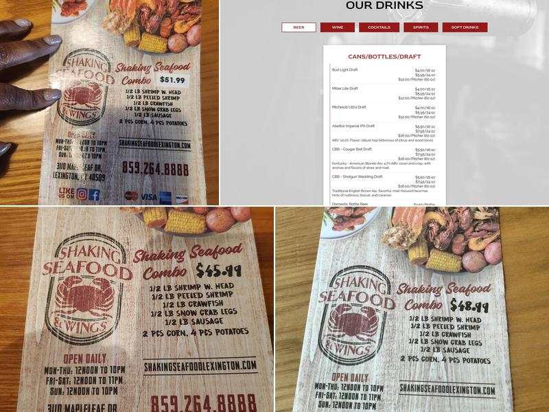 Shaking Seafood & Wings Menu