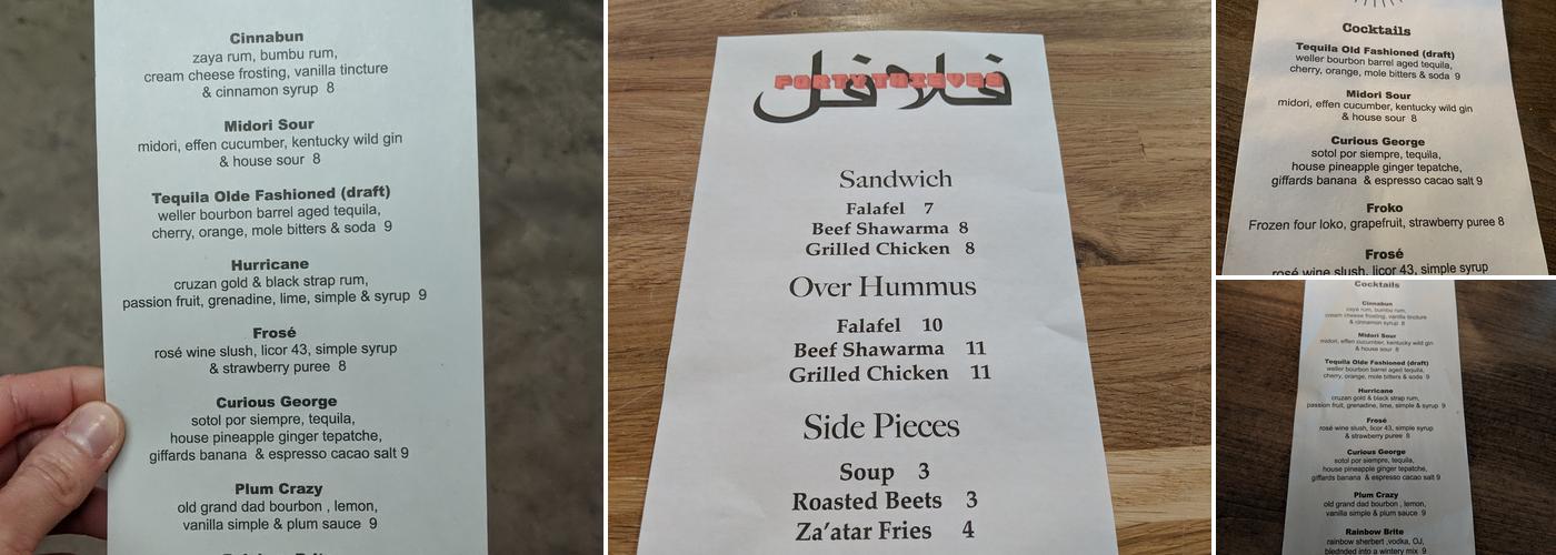 Holiday Spirits Menu
