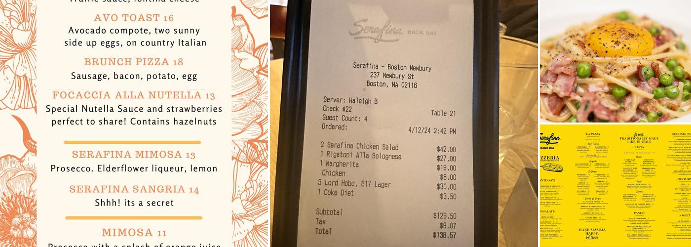 Serafina Back Bay Menu