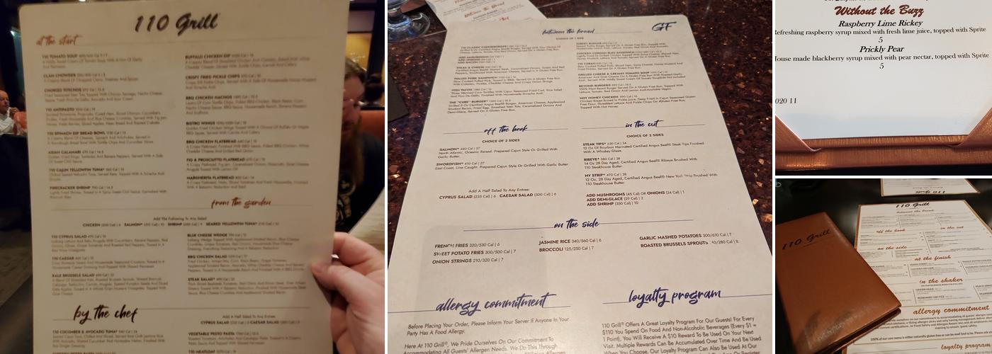 110 Grill Menu