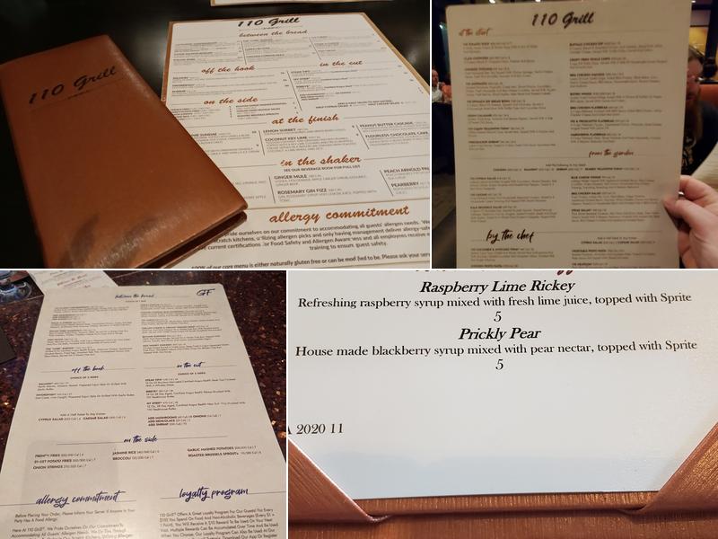 110 Grill Menu