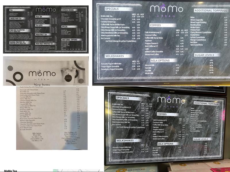 Momo tea Menu