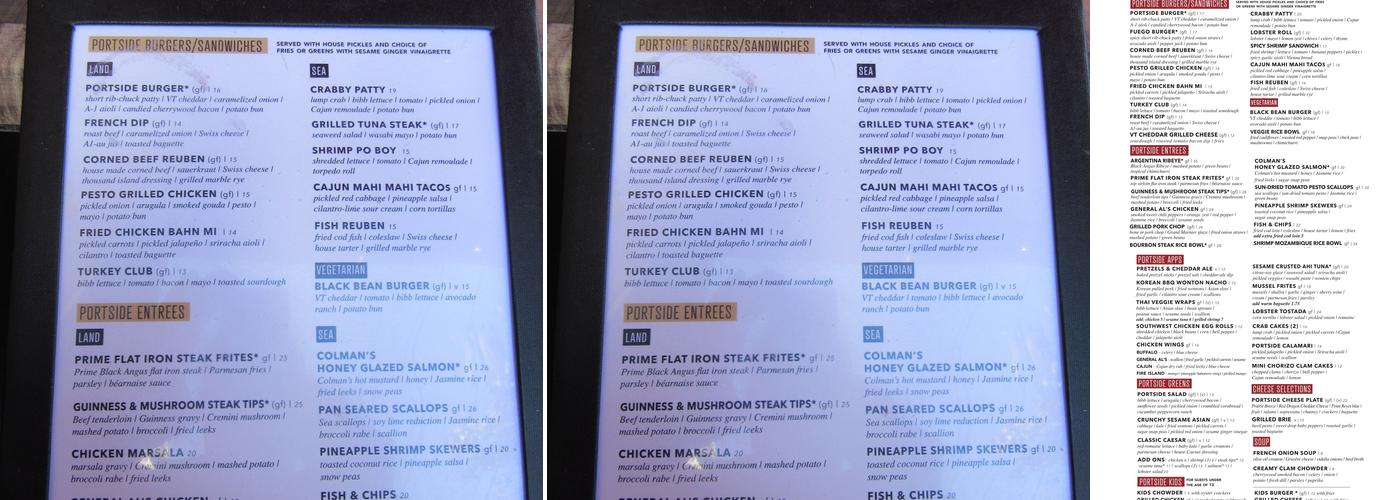 Portside Tavern Menu