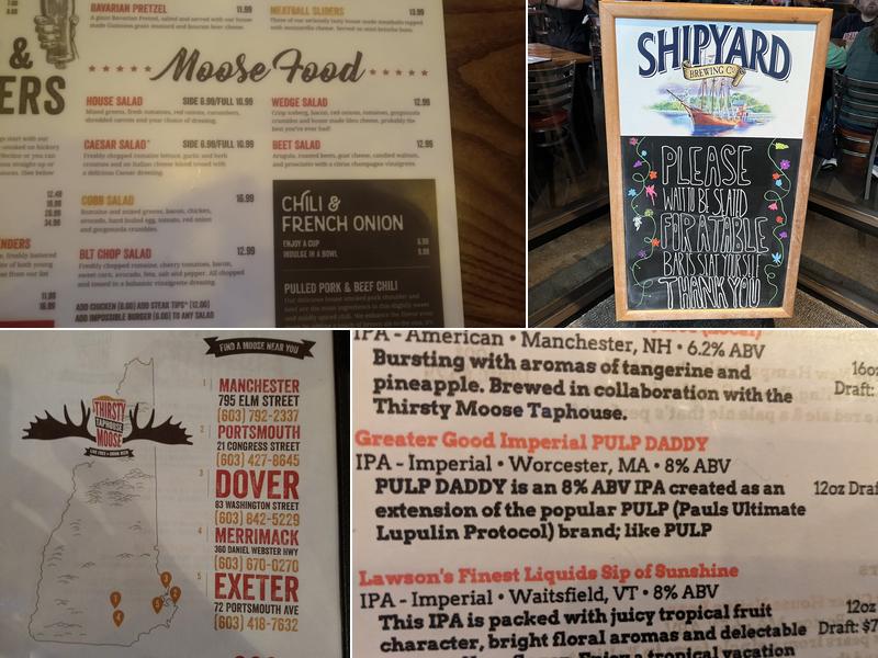 Thirsty Moose Tap House- Merrimack Menu