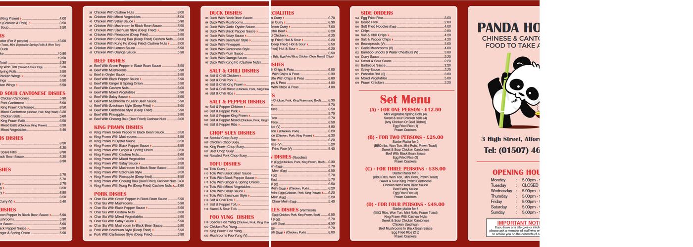 Panda House Menu