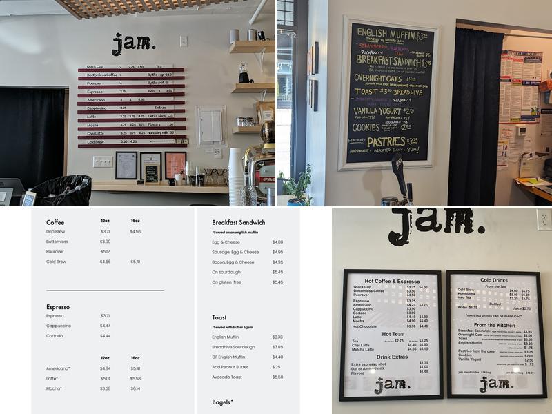 JAM Parkside Menu