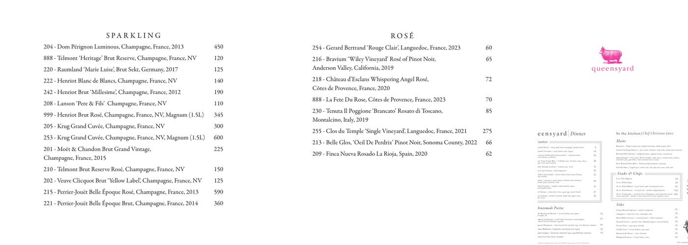 queensyard Menu