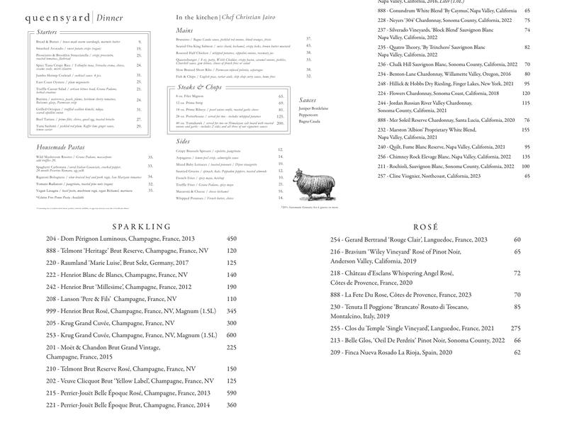 queensyard Menu