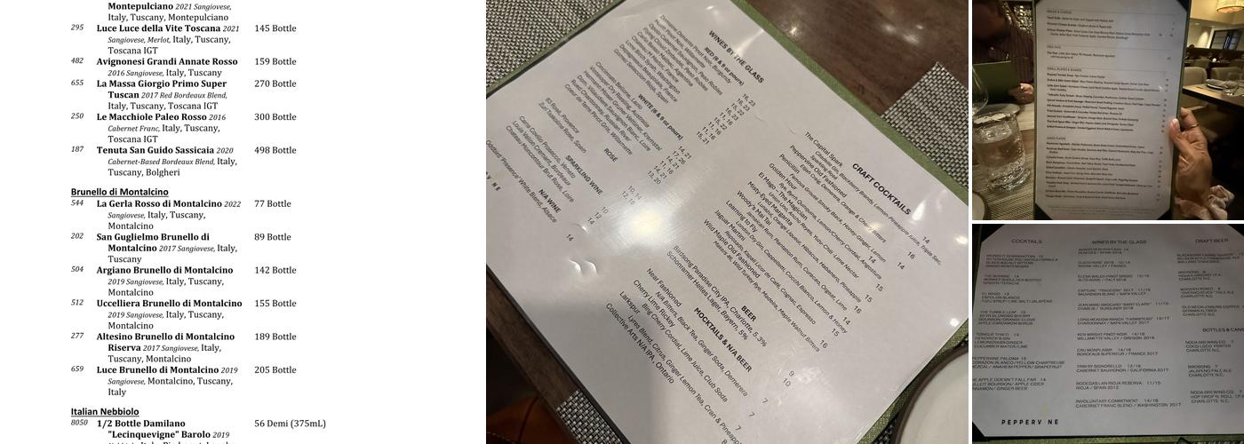 Peppervine Menu