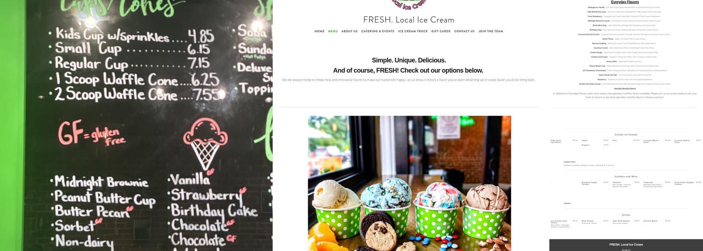 FRESH. Local Ice Cream Menu