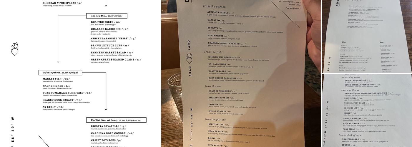 Dram Yard Menu