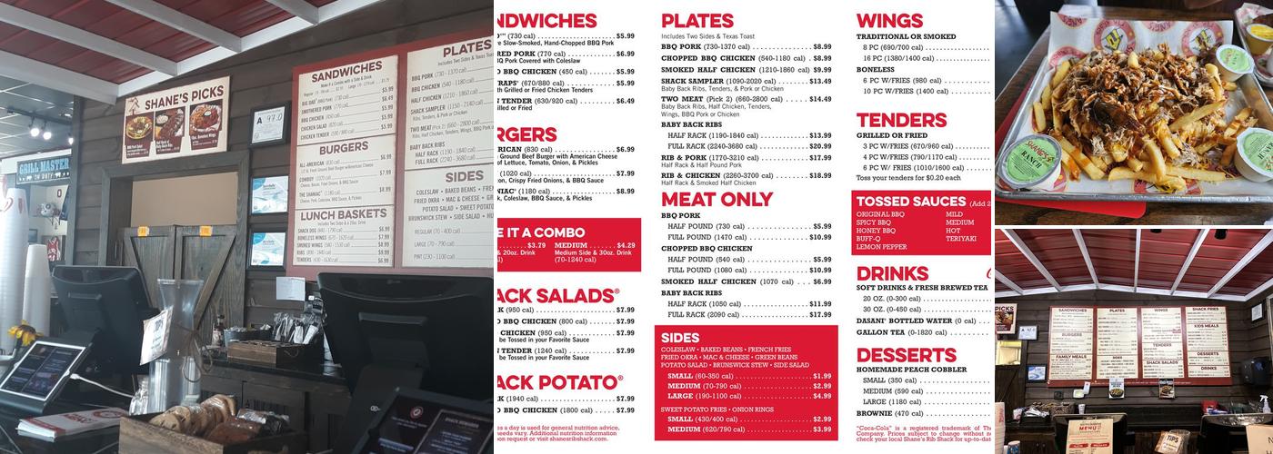 Shane's Rib Shack Menu