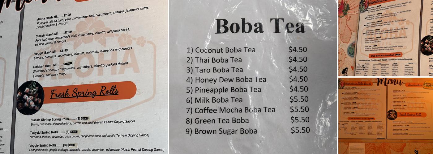 Aloha Cafe Menu