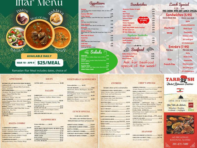 Tarboosh Menu