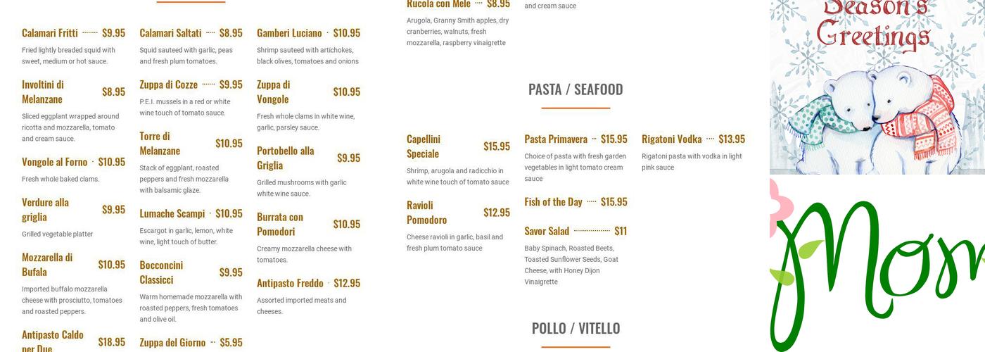 PIAZZA 22 Menu