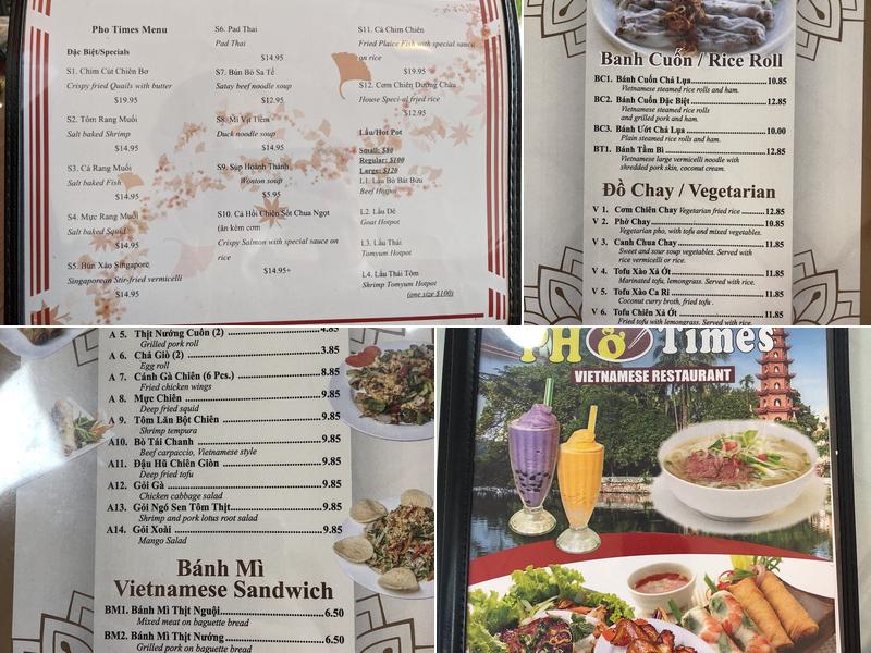 Pho Times Menu