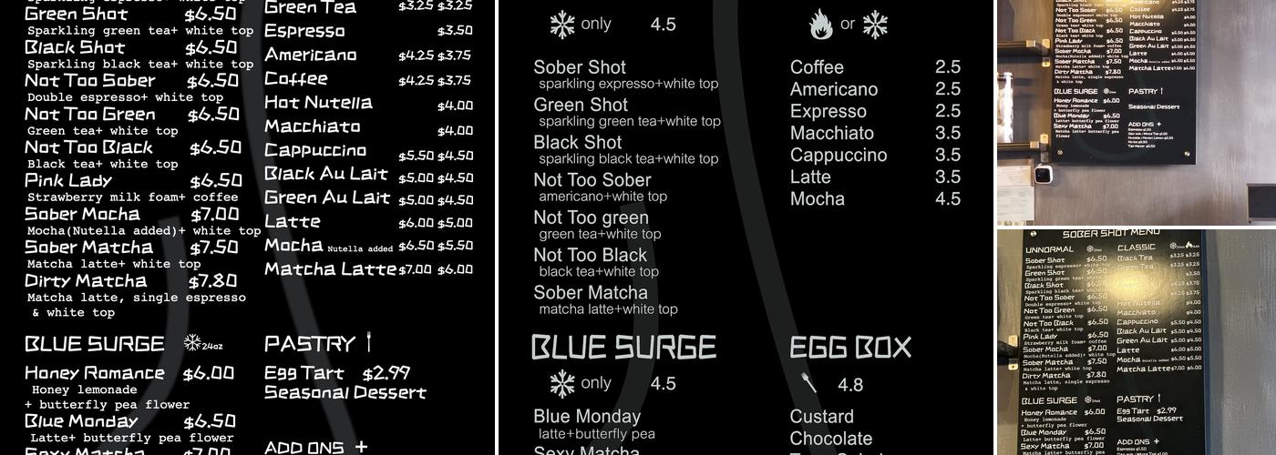 SOBER SHOT Menu