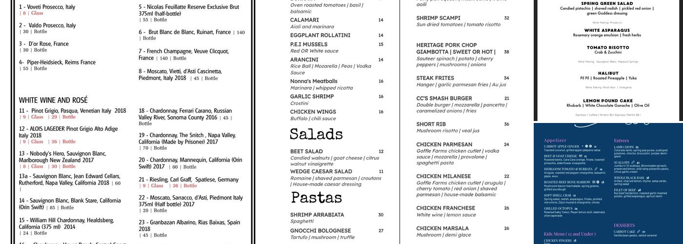 Café Chameleon Menu